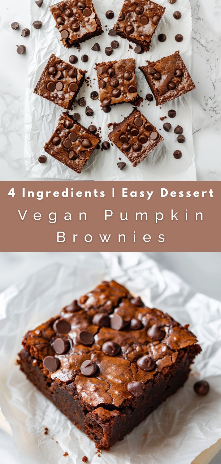 pinterest ready image of vegan pumpkin brownies