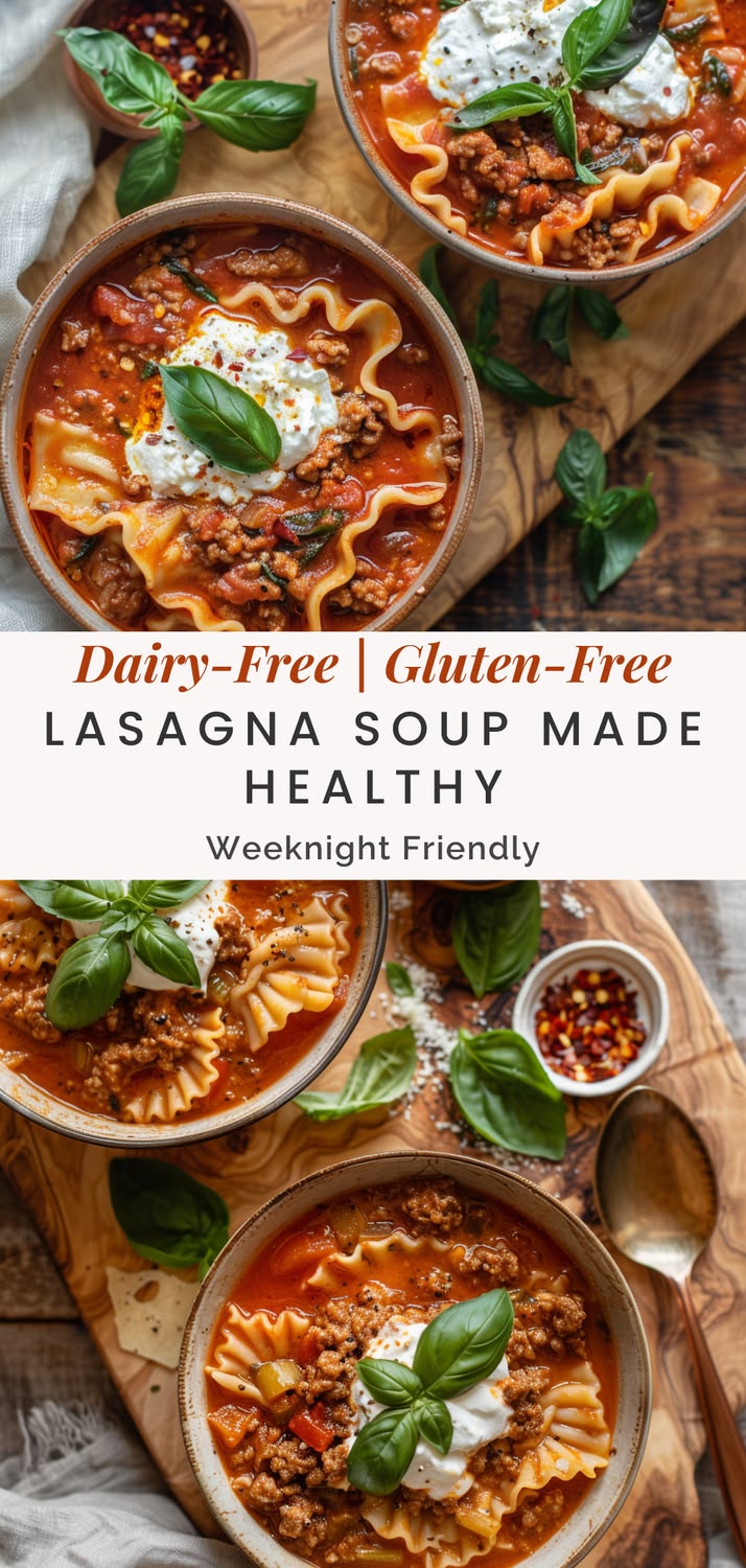 pinterest-ready image of a lasagna soup