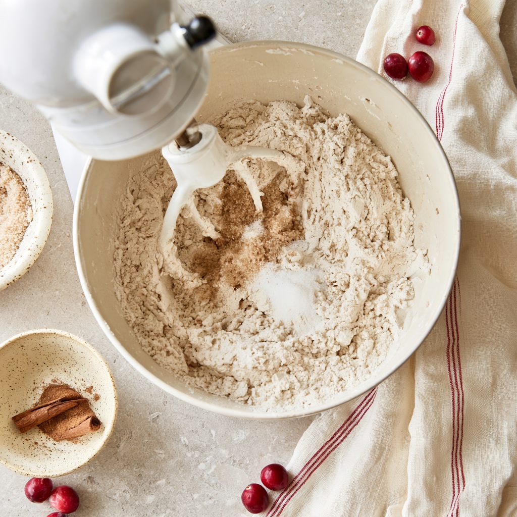 Gluten-free bread flour, coconut sugar, yeast and salt in a stand mixer bowl with paddle
